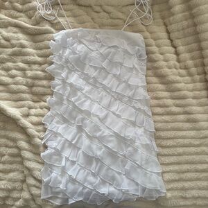 Forever 21 White Ruffle Mini Dress